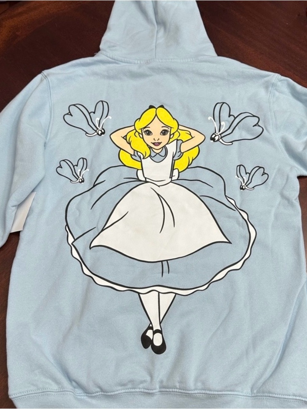 NWT Disney Alice in Wonderland Cheshire Cat Blue Hoodie Sweatshirt XS